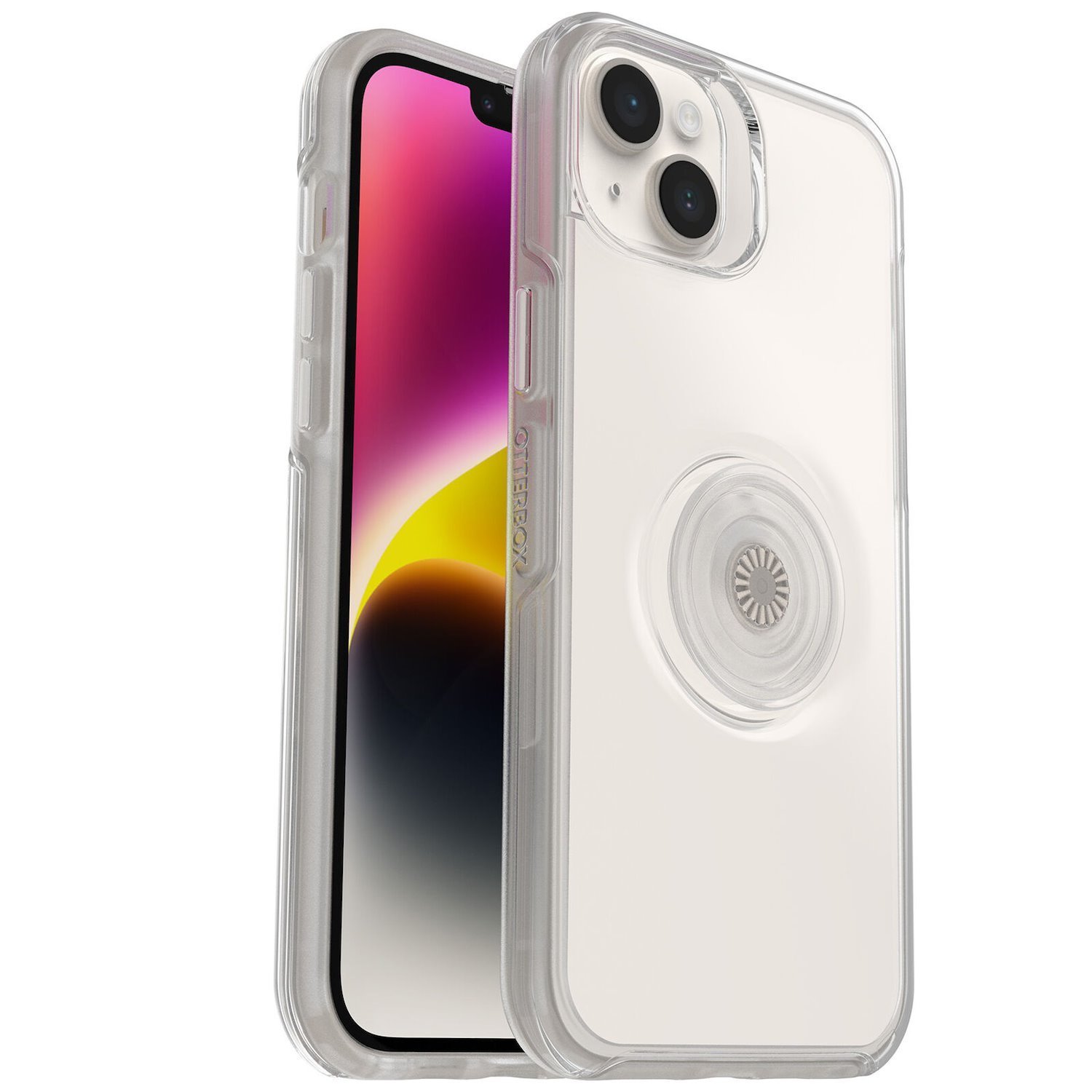 OtterBox Otter + Pop Symmetry Clear Apple iPhone 14 Plus Case Clear Pop - (77-88776), Antimicrobial, Drop+ 3X Military Standard, Swappable PopGrip