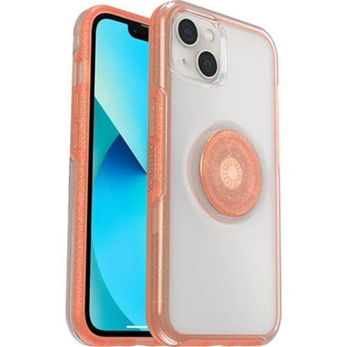 OtterBox Otter + Pop Symmetry Clear Apple iPhone 13 Case Melondramatic (Clear/Orange) - (77-85392), Antimicrobial, Drop+ 3X Military Standard