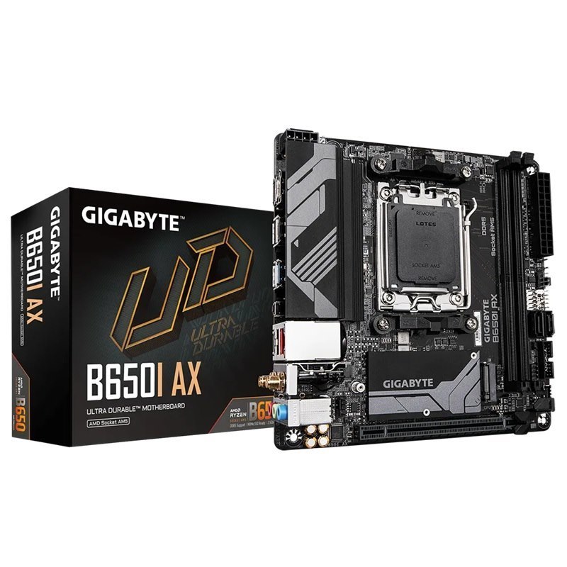 Gigabyte B650i Ax Motherboard 2X DDR5~96GB,1x PCIe X16, 1X M.2, 2X Sata 6, 3X Usb 3.2, 1X Usb-C, 4X Usb 2.0