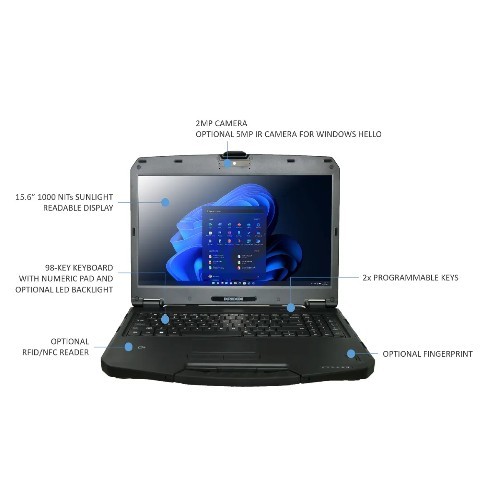 Durabook S15, 15' FHD, Intel® Core™ I5-1235U, Windows 11, 8GB Ram, 256GB PCIe SSD,Wi-Fi 6E, Bluetooth V5.3, 2MP Front Camera, 3 Year Warranty