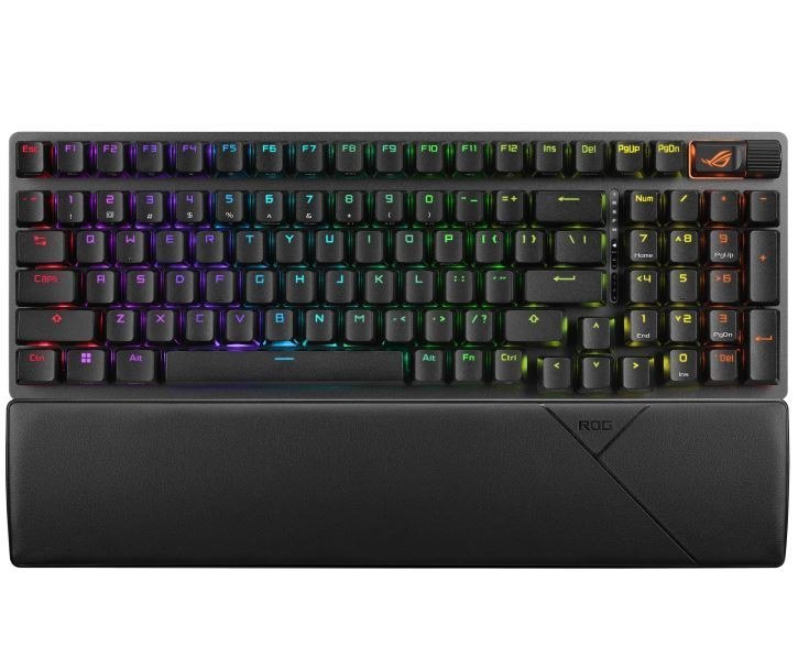 Asus Rog Strix Scope Ii 96 WL Snow Switch Wireless Gaming Mechanical Keyboard, Tri-Mode Connection, Streamer Hotkeys, PBT Keycaps