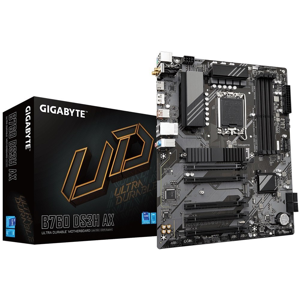 Gigabyte B760 DS3H Ax Intel Lga 1700 Atx Motherboard, 4X DDR5 ~128GB, 5X Pci-E X16, 2X M.2, 4X Sata, 1X Usb 3.2, 1X Usb-C, 4X Usb 2.0