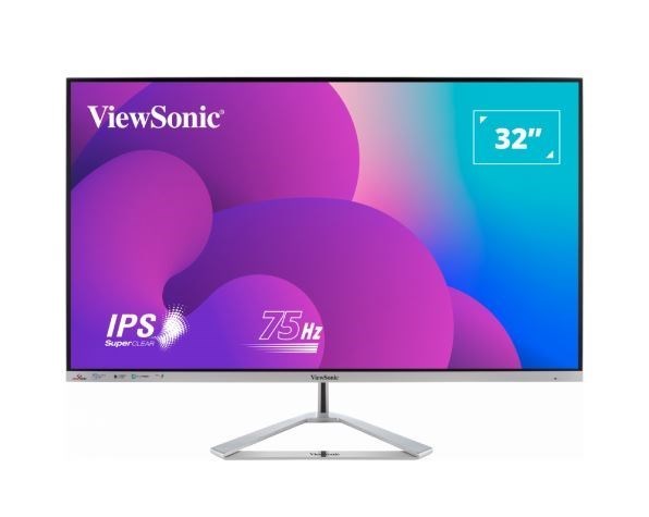 ViewSonic 32' Office Professional Stylis Elegant & Ultra Thin Bezel, SuperClear Ips 4MS, FHD, Hdmi, DP, Vga, Speakers, Low Energy 26W, Monitor