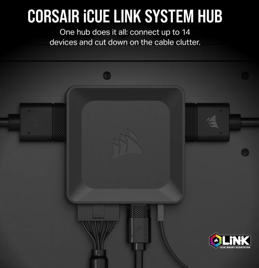 Corsair Icue Link System Hub, Manage RGB Lighting BY Linking Up 14 Devices. Reduce Cable Clutter.