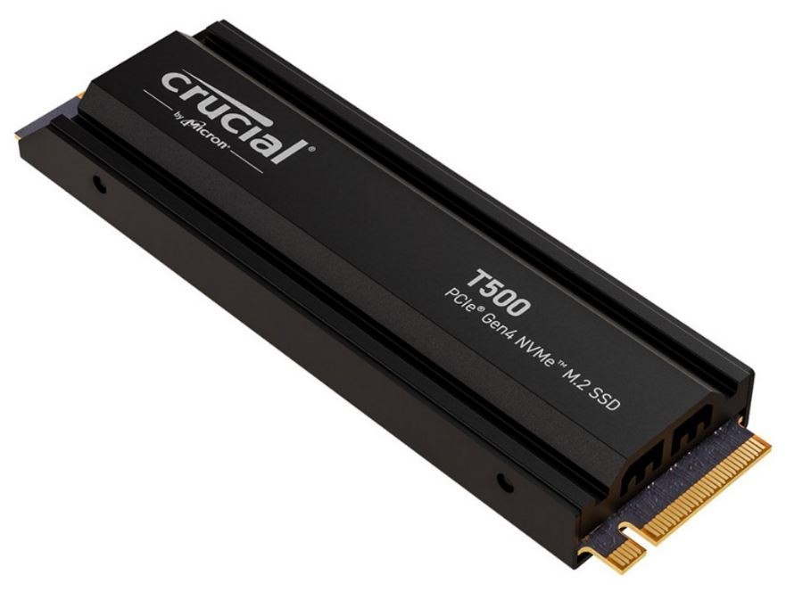 Crucial T500 1TB Gen4 NVMe SSD W Heatsink - 7300/6800 MB/s R/W 600TBW 1440K IOPs 1.5M HRS MTTF DirectStorage Acronis True Image Adobe Creative Cloud