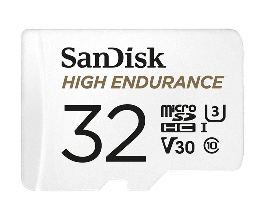 SanDisk High Endurance 32GB microSD 100MB/s 40MB/s 2.5K HRS 4K Uhd C10 U3 V30 -40°C To 85°C Heat Freeze Shock Temp Water X-Ray Proof SD Adapter >16GB