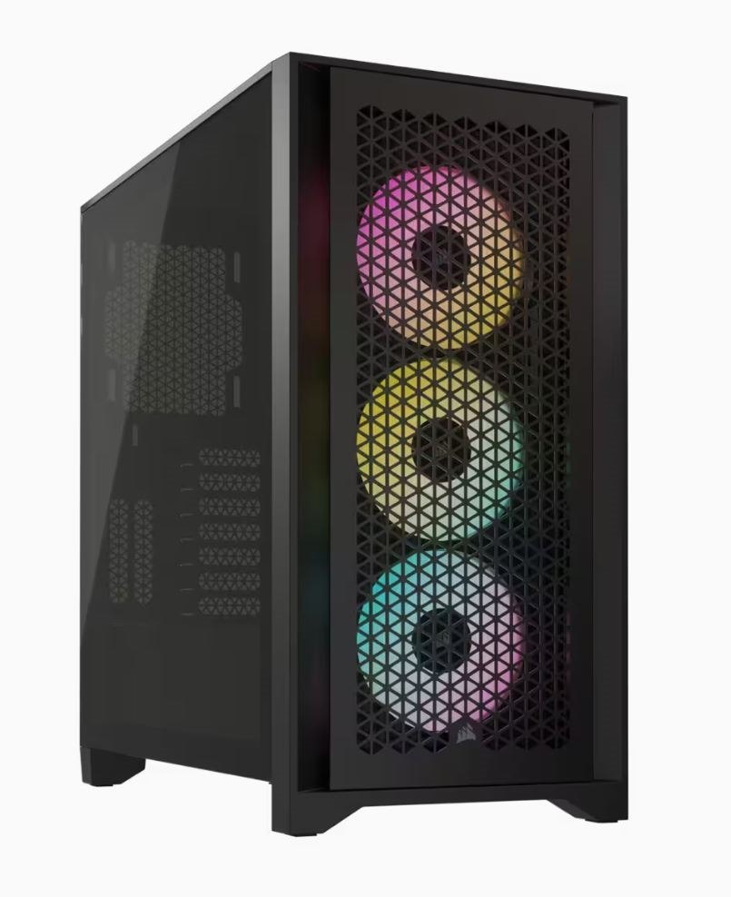 Corsair Icue 4000D RGB Airflow Mesh Front Panel Mid-Tower. Black. 3X Af120 RGB Elite Fans, Node Pro Controller - Gaming Case