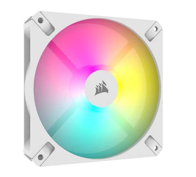 Corsair Ar120 White, 120MM Icue Argb Fan, ARGB-compatible, PWM, Low Noise 10dBA, High Airflow 58 CFM Case Cooling. Single Pack