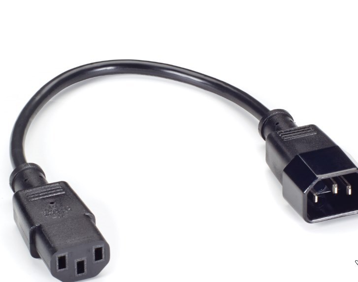 IEC C13 TO C14 EXTENSION CORD - BLACK - 0.3m