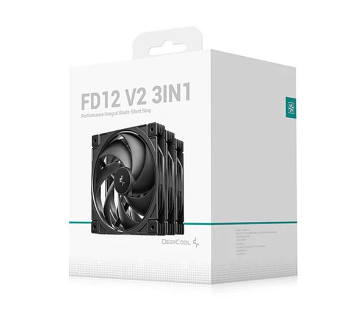 DeepCool FD12 V2 3In1 120MM Performance Integral Blade Silent Ring Case Fans, 4-Pin PWM, 500~2500 RPM, Hydro Bearing