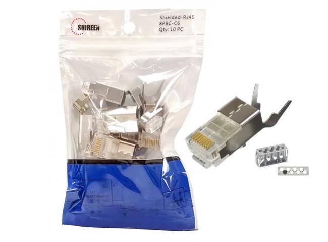 Shireen Cat6 RJ45 Connectors SmartFeed Cat6 Shielded RJ45 Connectors (Pack Of 10)