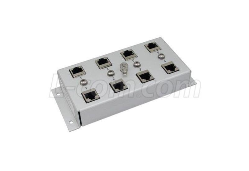 L-Com Cat6 4 Port 10/100/1000 Base-T Gas Tube Lightning Protector