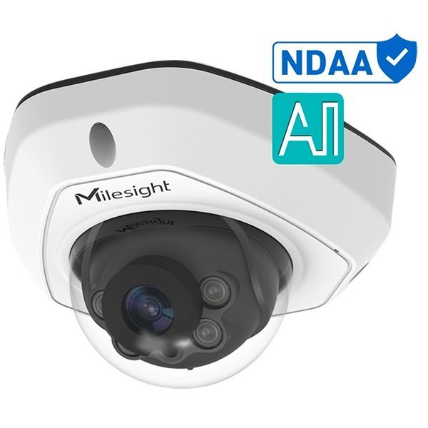 Milesight 5MP Ndaa Ai Vandal-Proof Mini Dome Network Camera - Cable Out