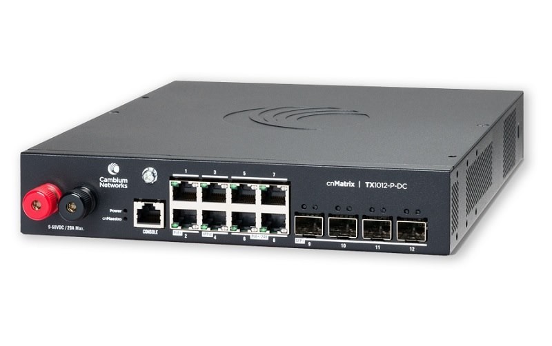 Cambium cnMatrix TX1012-P-DC 12-Port DC Powered PoE Wisp Tower Switch