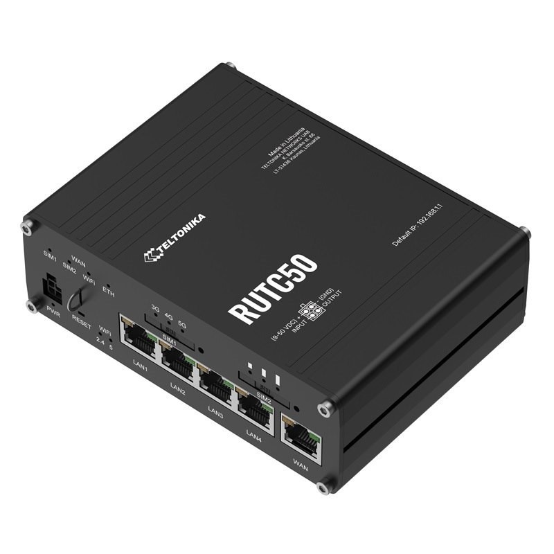 Teltonika Rutc50 Dual Sim Cellular 4G/Lte/5G Gigabit Wi-Fi 6 Broadband Router With I/O And GPS