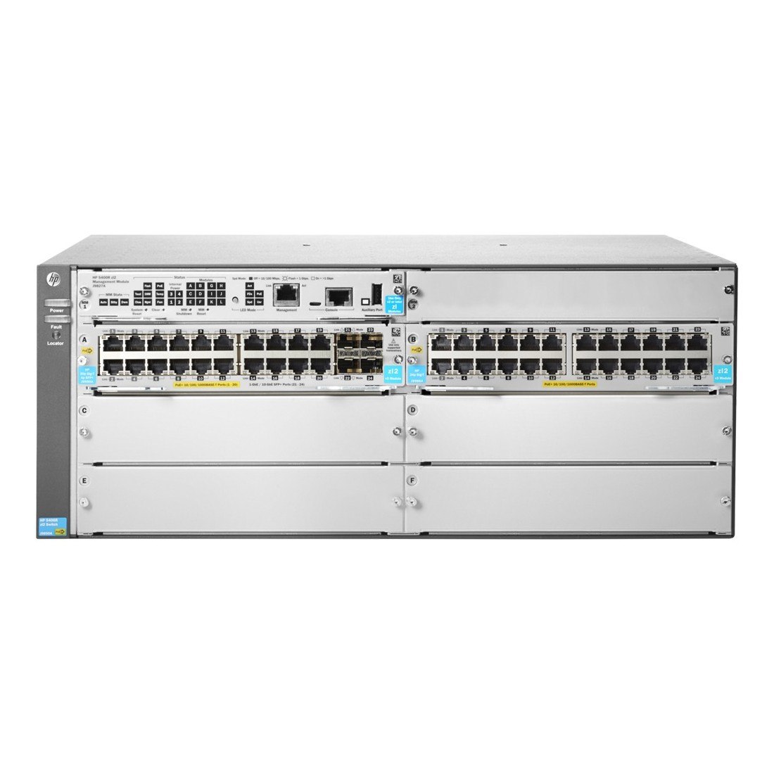 HPE 5400R zl2 5406R 44GT PoE+/4SFP+ (No PSU) v3 zl2 44 Ports Manageable Layer 3 Switch - Gigabit Ethernet, 10 Gigabit Ethernet - 10/100Base-TX, 10/100/1000Base-T, 10GBase-X