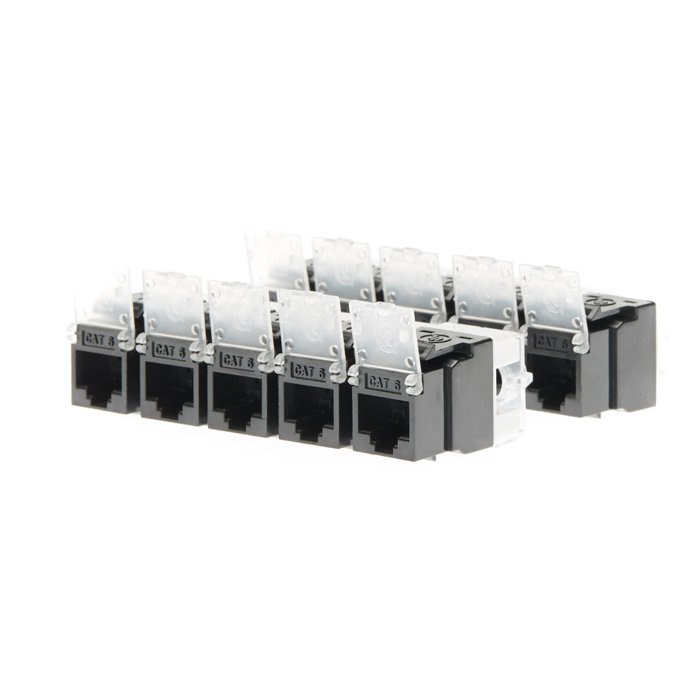 4Cabling Cat 5E RJ45 Keystone Jack - 10 Pack Black