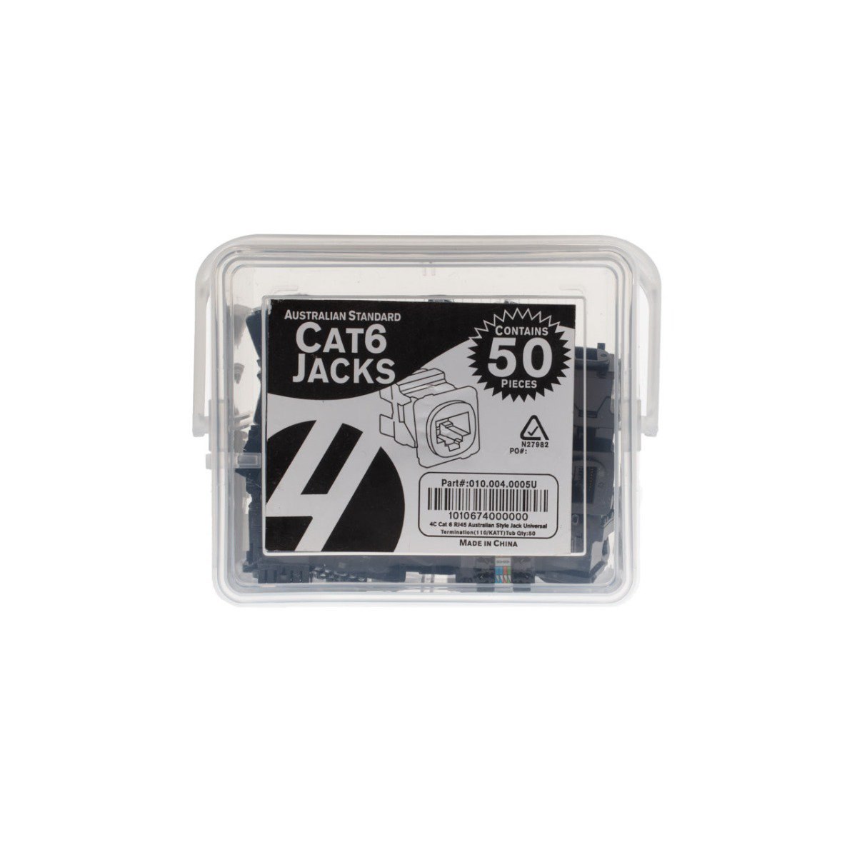 4Cabling Australian Style Cat 6 RJ45 Jack. Universal Termination. 50 Pack