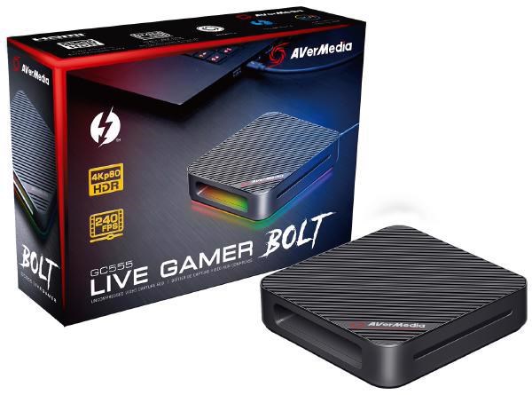 AVerMedia GC555 Live Gamer Bolt External Capture Card, 4K Pass-Through, 4K HDR Capture