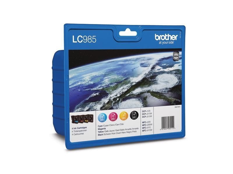 Brother LC-985 Original Inkjet Ink Cartridge - Black, Cyan, Magenta, Yellow - 4 Pack