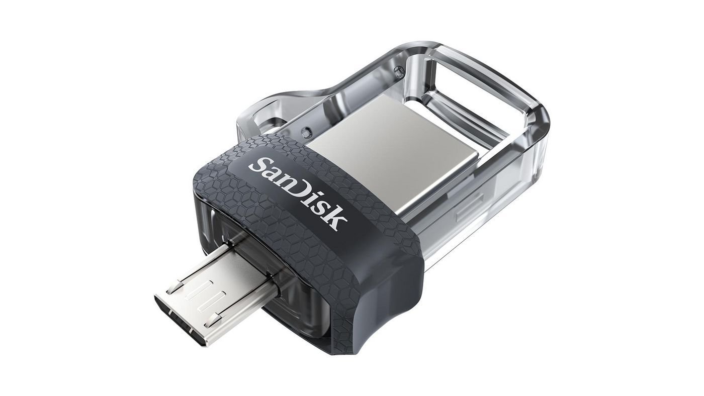 SanDisk Ultra Dual 128GB Usb 3.0 / Micro Usb Sort SØLV