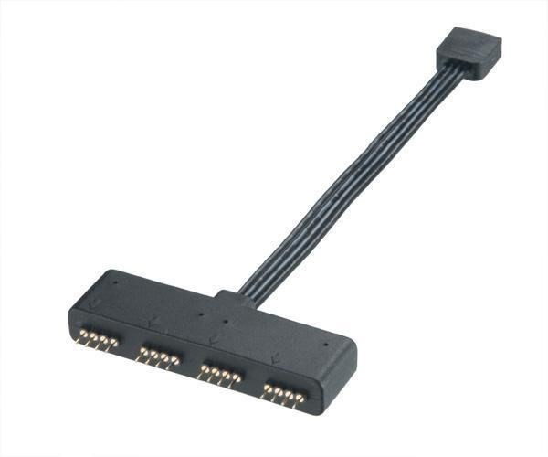Akasa 4-Pin Intern STRØM (Female) - 4-Pin Intern STRØM (Male) Sort 10CM RGB LED-opdeler