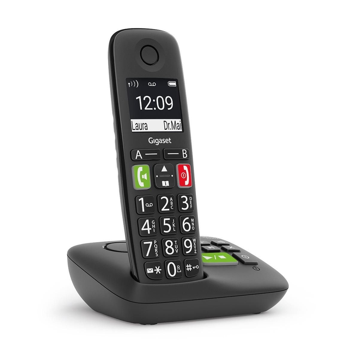Gigaset E290a TRÅDLØS Telefon Ingen Nummervisning Sort