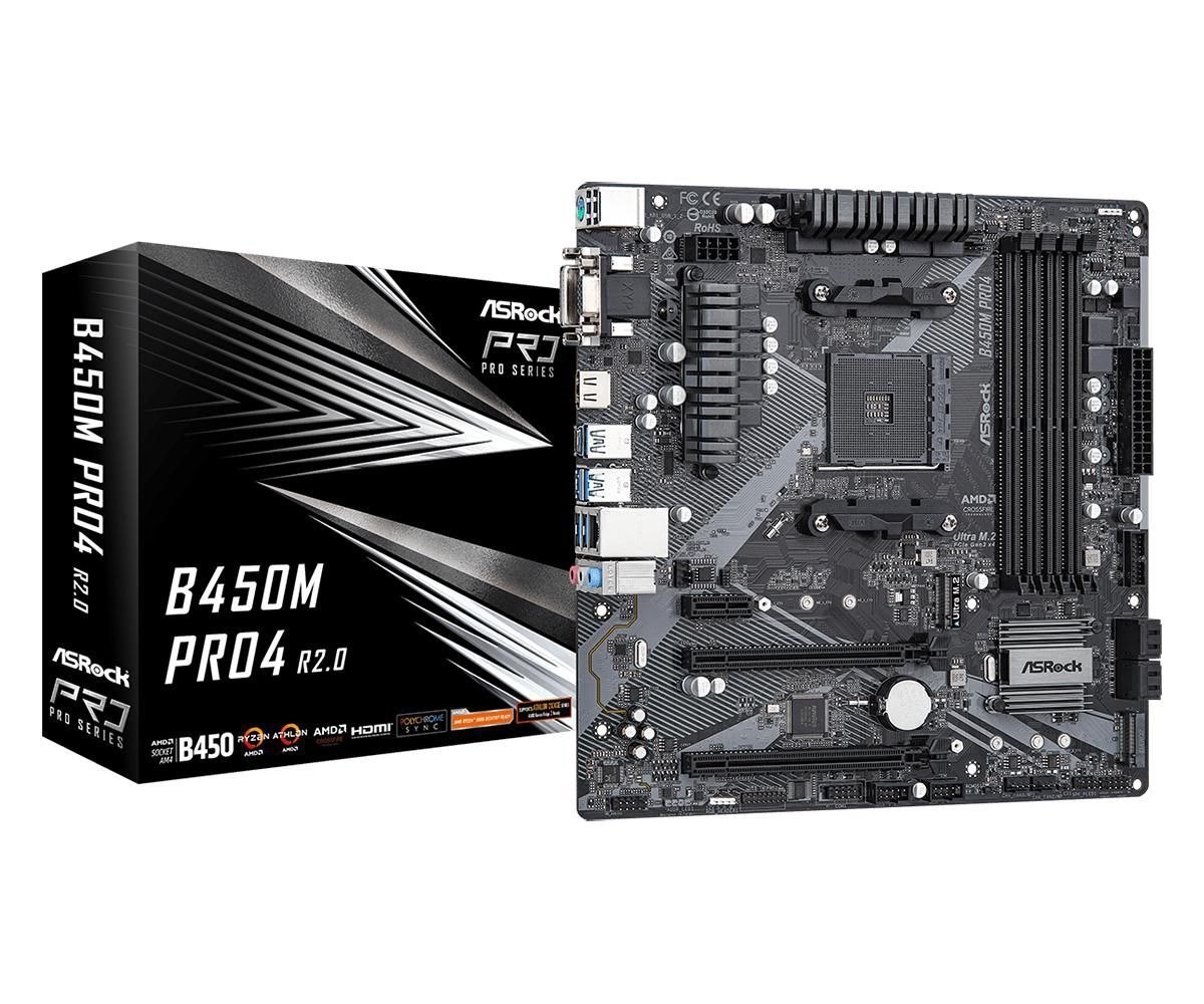 ASRock B450M Pro4 R2.0 Micro-ATX Am4 Amd B450