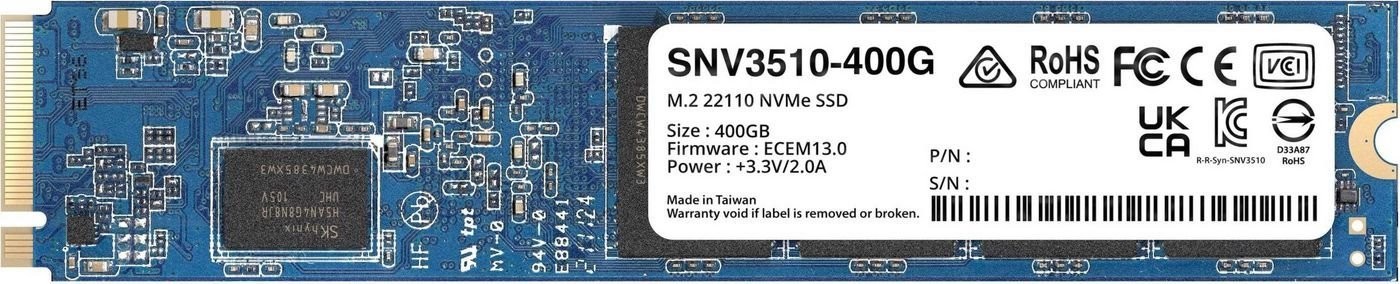 Synology SNV3000 SNV3510-400G 400 GB Solid State Drive - M.2 22110 Internal - PCI Express NVMe (PCI Express NVMe 3.0 x4)