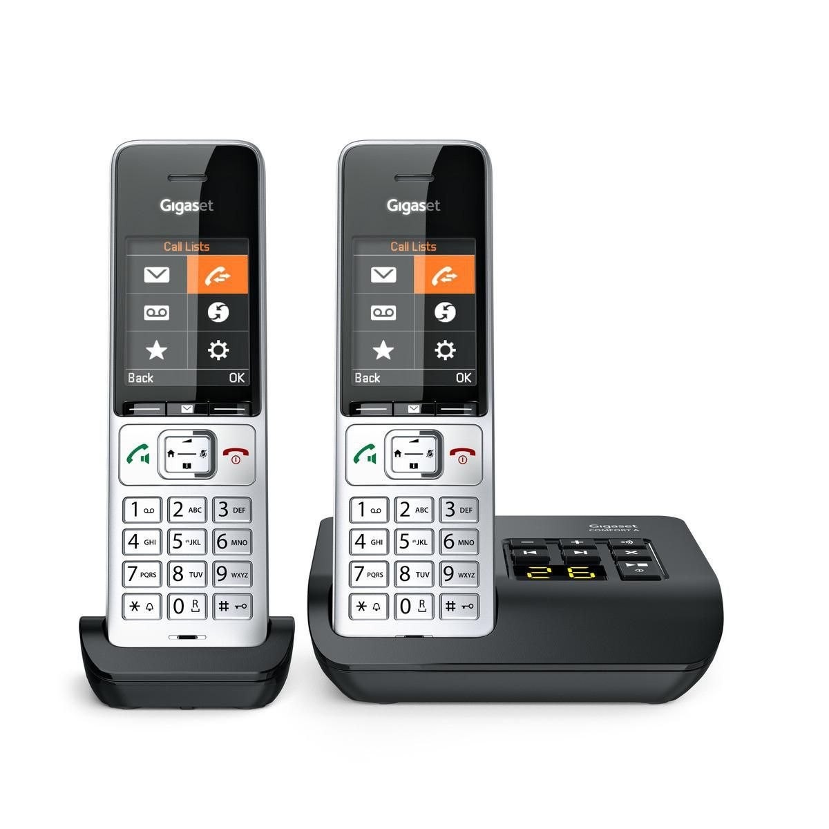 Gigaset 500A Comfort Duo TRÅDLØS Telefon Ingen Nummervisning Sort SØLV