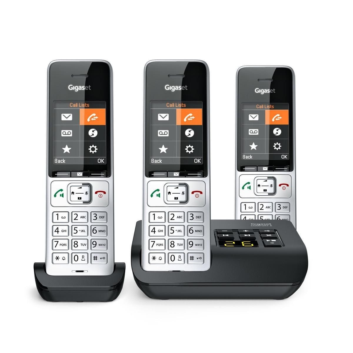 Gigaset 500A Comfort Trio TRÅDLØS Telefon Ingen Nummervisning Sort SØLV