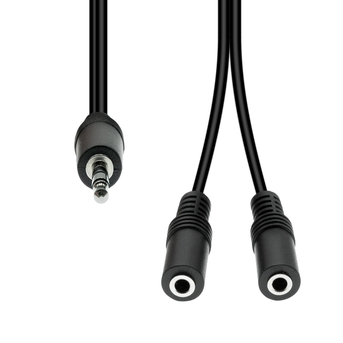 ProXtend Factory Sealed--Mini-Jack 3-Pin To 2X 2-Pin Cable M-F Black 20CM