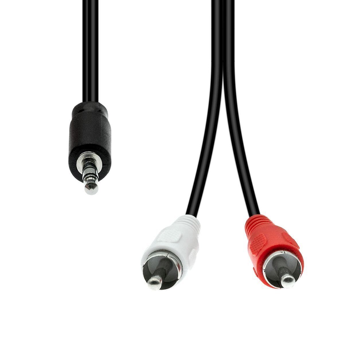 ProXtend Factory Sealed--Mini-Jack 3-Pin To 2 X Rca Cable M-M Black 0.5M