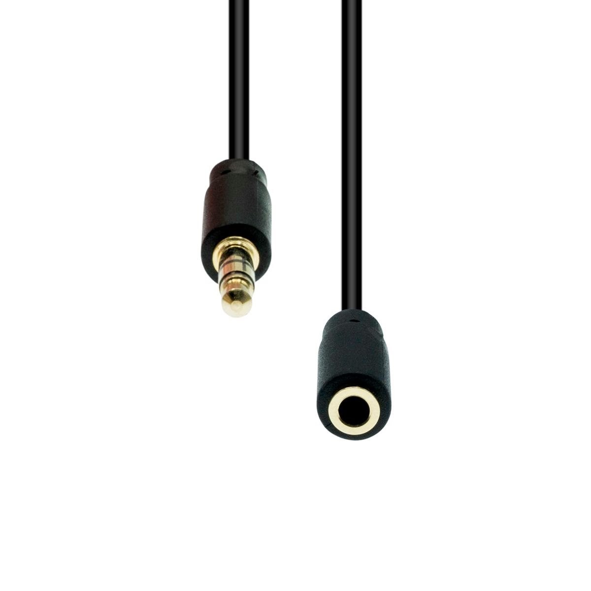 ProXtend Factory Sealed--Mini-Jack 3-Pin Slim Extension Cable Black 2M