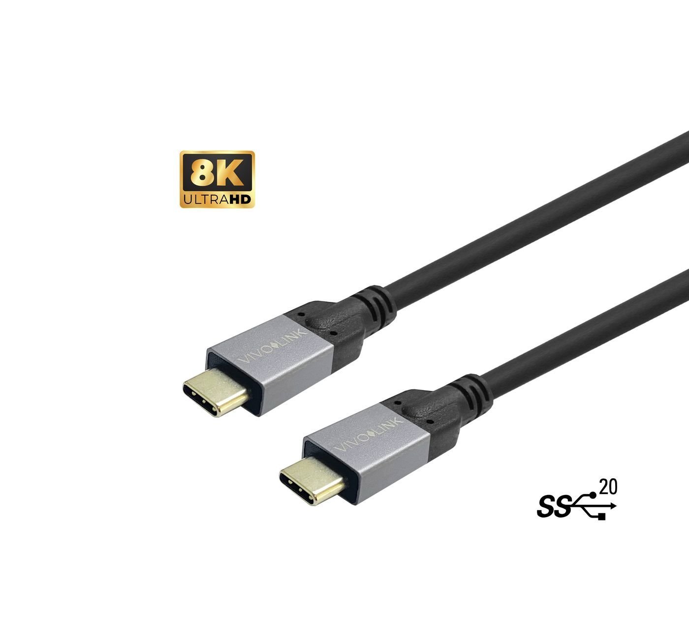 VivoLink Usb 3.2 Gen 1 Usb Type-C Kabel 2M Sort