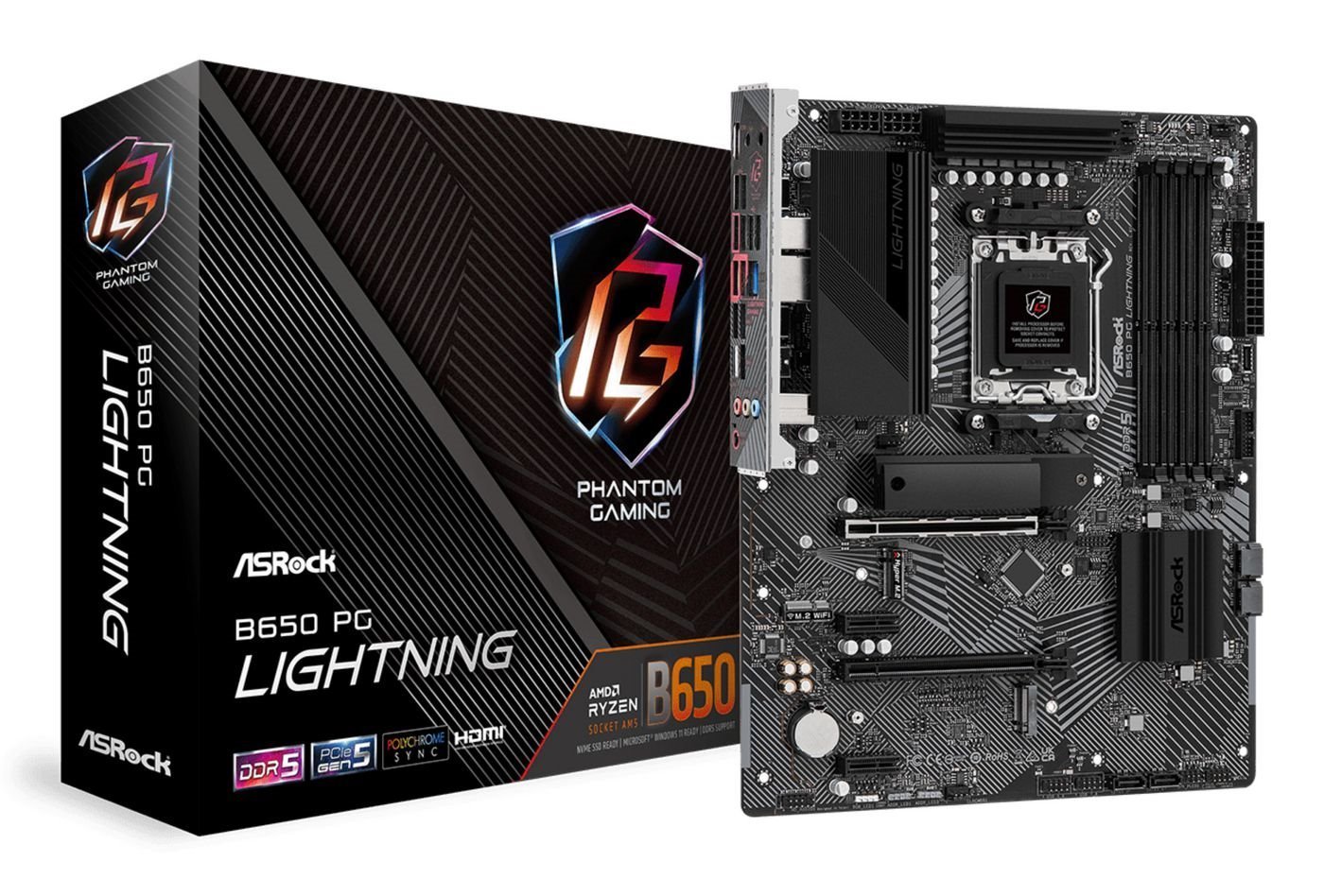 ASRock B650 PG Lightning Bundkort - Amd B650 - Amd Am5 Socket - DDR5 Ram - Atx