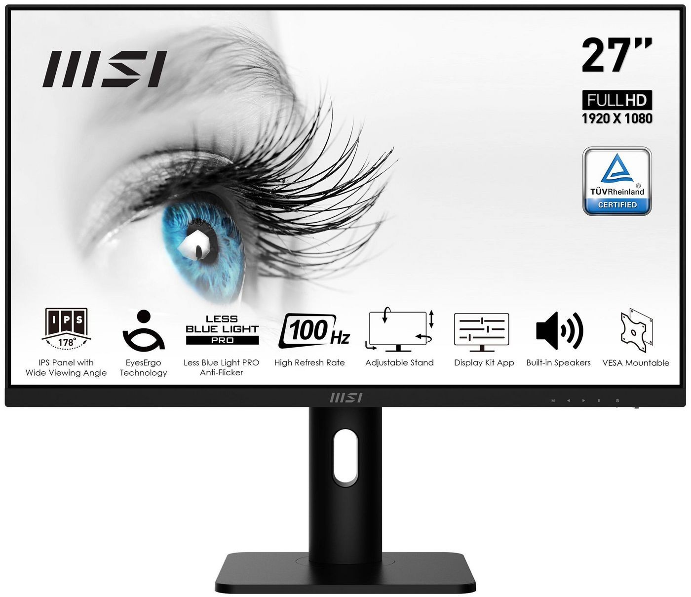 Msi Pro Mp273apde 27 1920 X 1080 (Full HD) Vga (HD-15) Vga Hdmi DisplayPort 100Hz Pivot SKÆRM