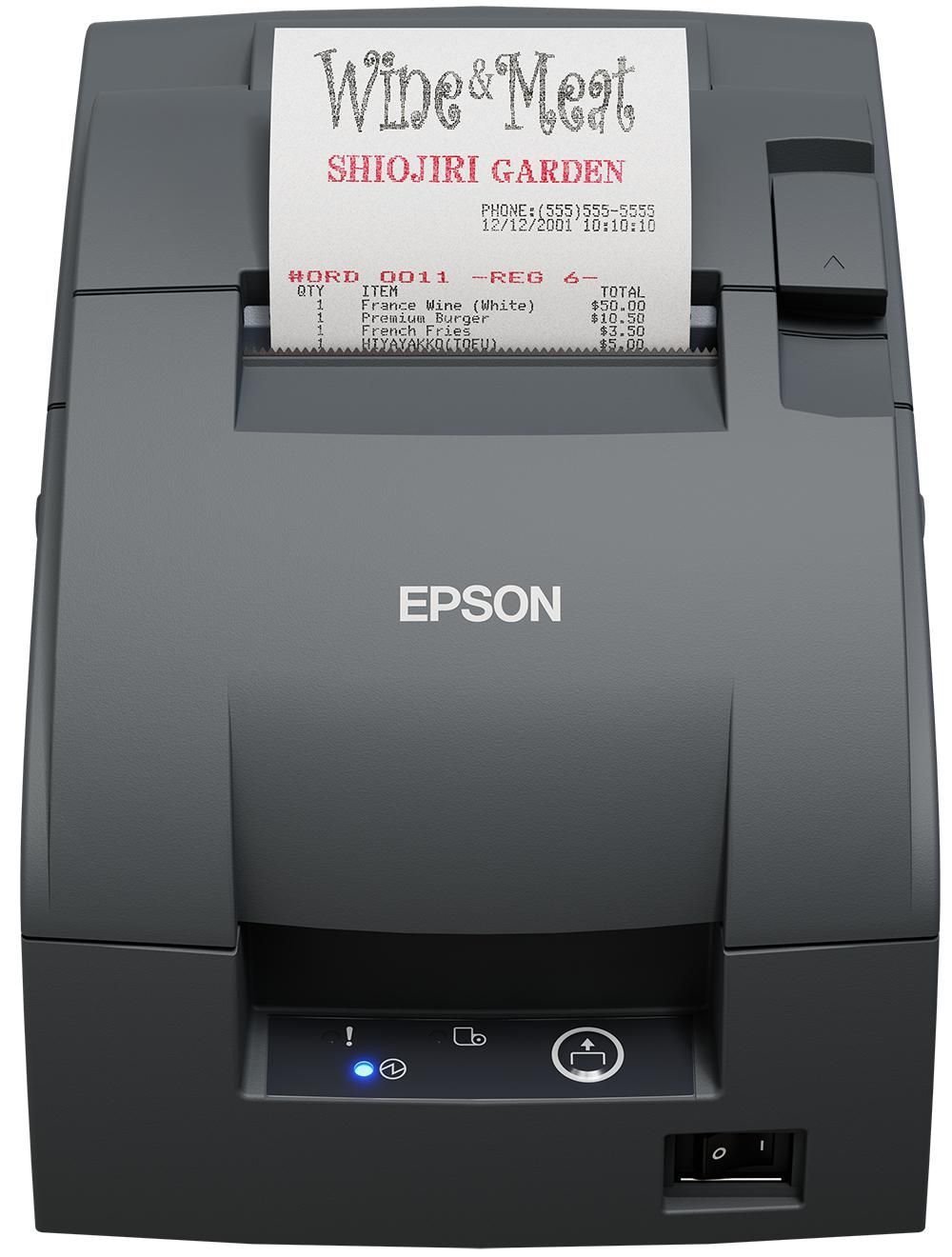 Epson TM-U220IIB (102) Restaurant Thermal Transfer Printer - Label/Receipt Print - Ethernet - USB - Serial - With Cutter - Dark Grey