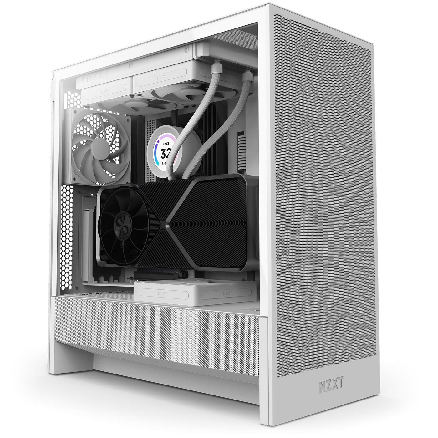 NZXT H Series H5 Flow TÅRN Udvidet Atx Ingen Strømforsyning Hvid