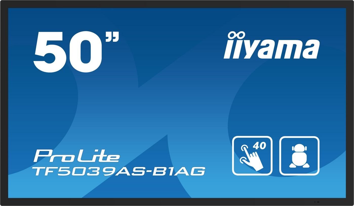 Iiyama Tf5039as-B1ag Skilte Display Digital Fladpaneldisplay 125,7 CM (49.5) Led 500 CD/M² 4K Ultra HD Sort Berøringsskærm Indbygget Processer Android 24/7
