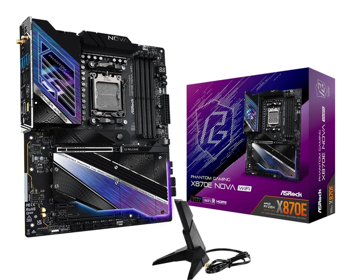 ASRock Phantom Gaming X870e Nova WiFi Atx Socket Am5 Amd X870e