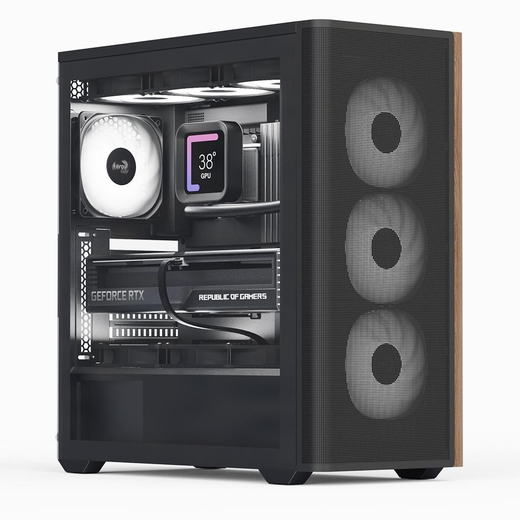 Aerocool D501A-G-WT-v2 (Weiß/Holz)