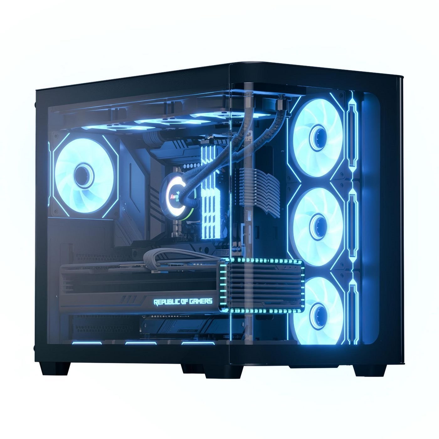 Aerocool P500C-G-BK-v1 (Schwarz, Tempered Glass X 3)