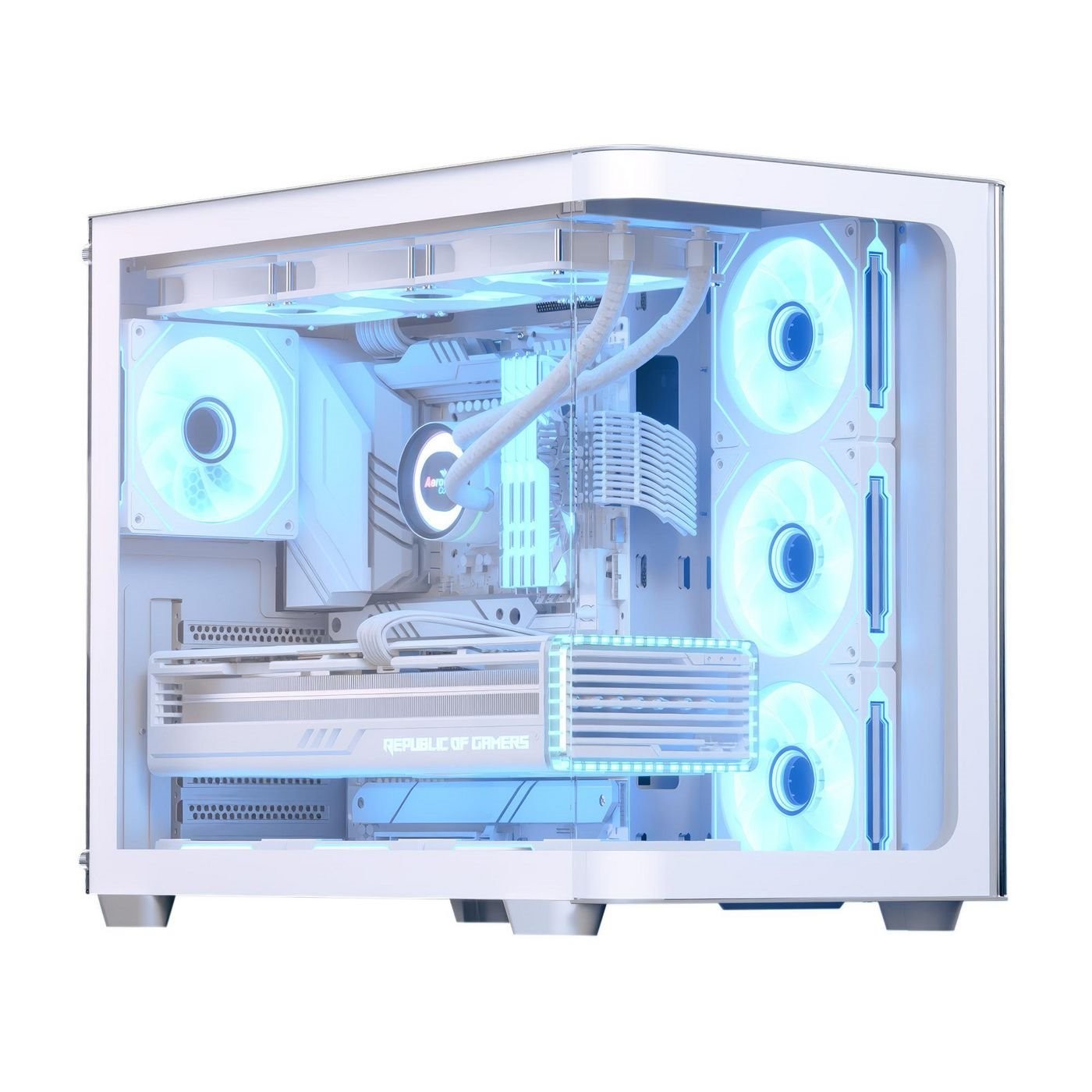 Aerocool P500C-G-WT-v1 (Weiß, Tempered Glass X 3)