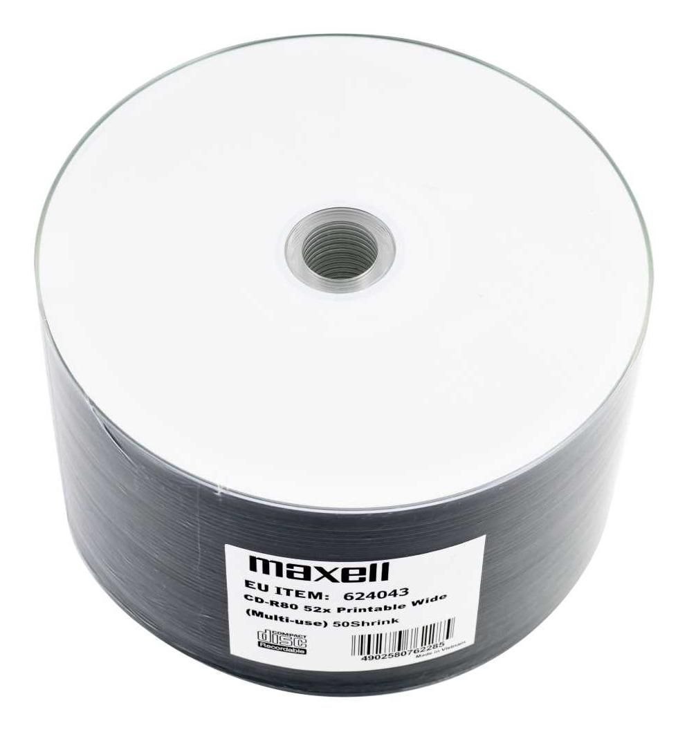 Maxell CD-R 80, Inkjet White, Shrink 50