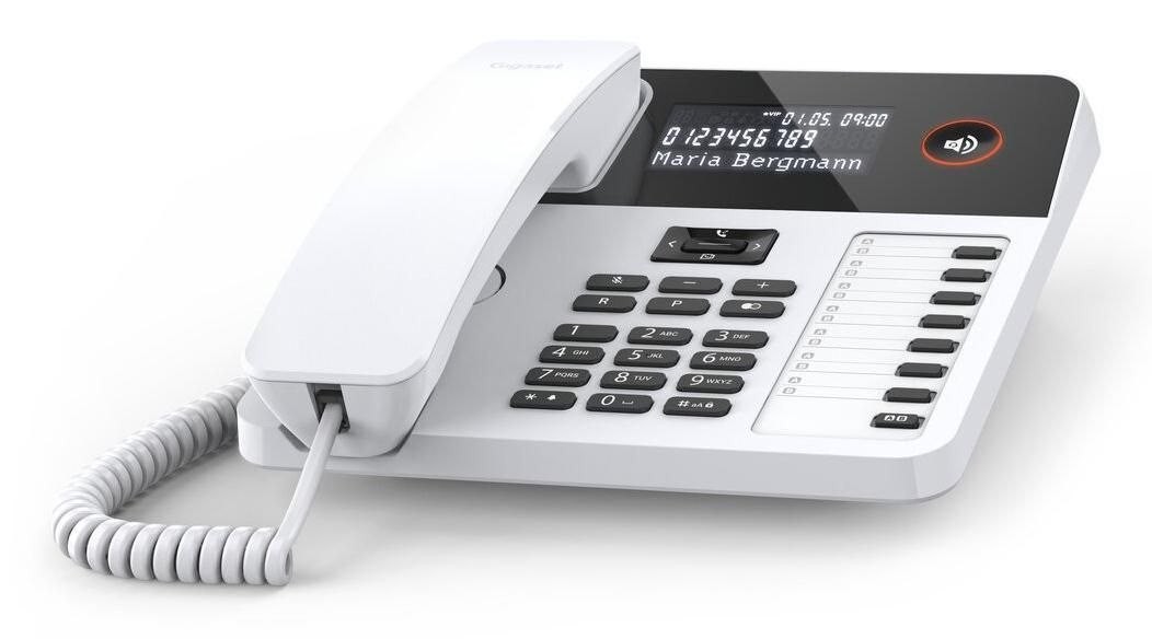 Gigaset Desk 600 Analog Telefon Nummervisning Hvid