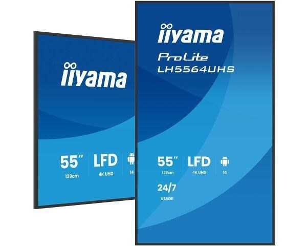 Iiyama Lh5564uhs-B1ag Skilte Display Digital Fladpaneldisplay 139,7 CM (55) Wi-Fi 500 CD/M² 4K Ultra HD Sort Android 24/7