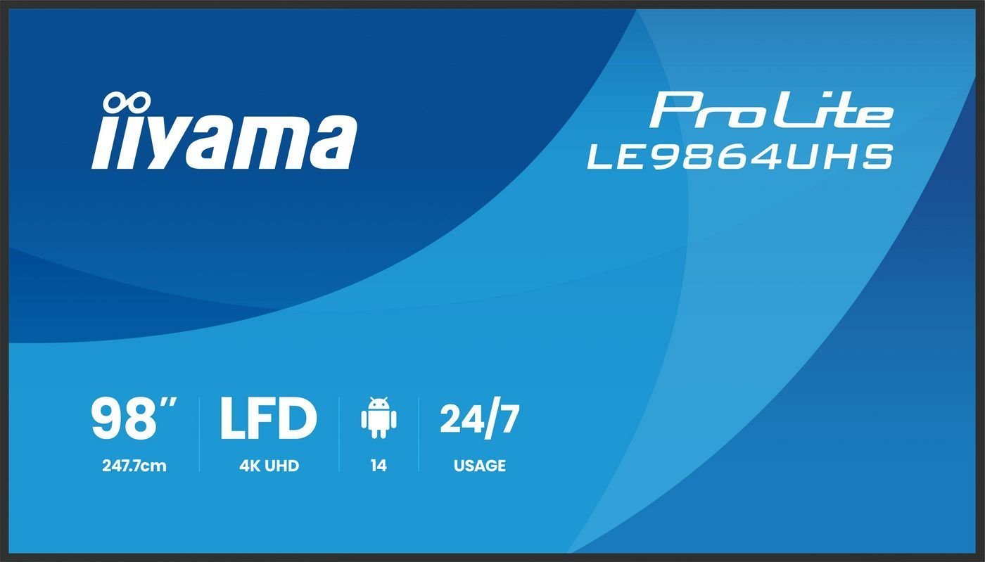 Iiyama Le9864uhs-B1ag Skilte Display Digital Fladpaneldisplay 2,49 M (98) Wi-Fi 500 CD/M² 4K Ultra HD Sort Indbygget Processer Android 24/7