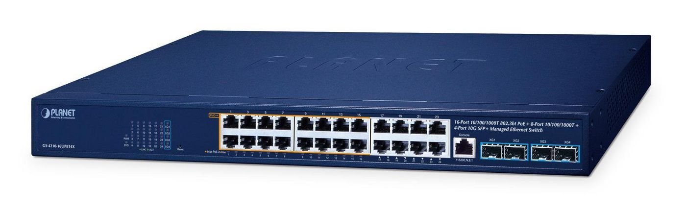 Planet 24-Port (16X PoE++) Managed Switch Gs-4210-16Up8t4x