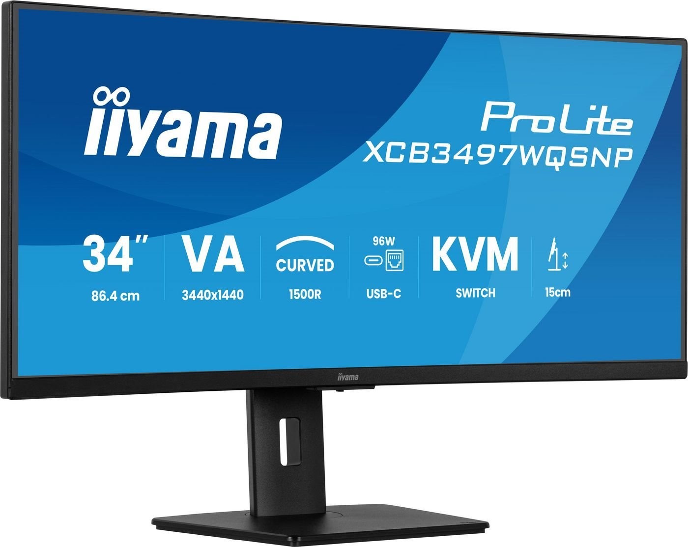 Iiyama ProLite XCB3497WQSNP-B1 34 3440 X 1440 (UltraWide) Hdmi DisplayPort Usb-C 120Hz Dockingskærm
